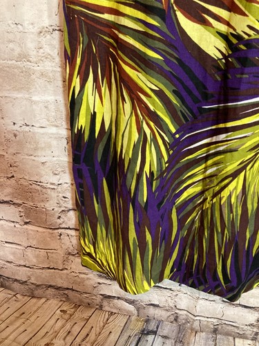 New Directions Dress Womens 12 Linen Purple Chartreuse Tropical Jungle Print - Picture 5 of 13
