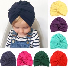 Baby Kid Girl Stretch Turban Hat Solid Elastic Twisted Hair Head Wrap Cap YS330