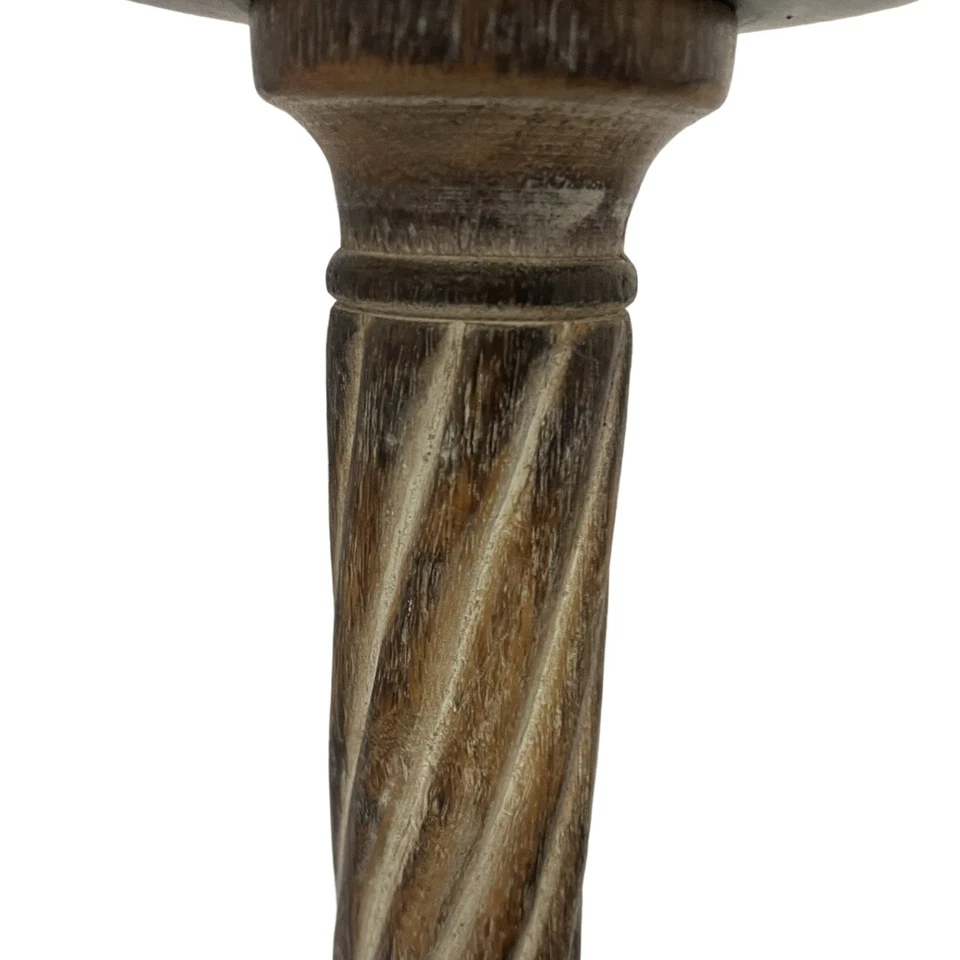 Conjunto de 3 pontos de vela pilar madeira maciça e metal - Imagem 4 de 4