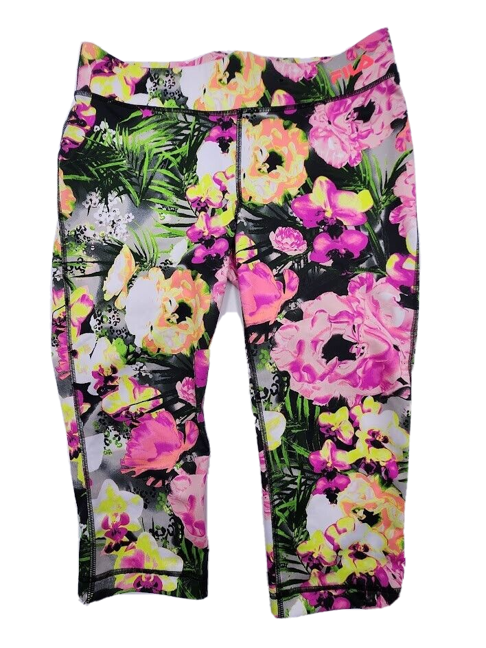 Leggings Fila Sport Taglia S Donna Multicolore Floreale Attivo Crop Palestra