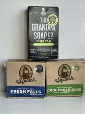 2 Dr. Squatch(1 Fresh Falls+1 Cool Fresh Aloe Soap)+ 1The Grandpa Soap(Pine Tar)