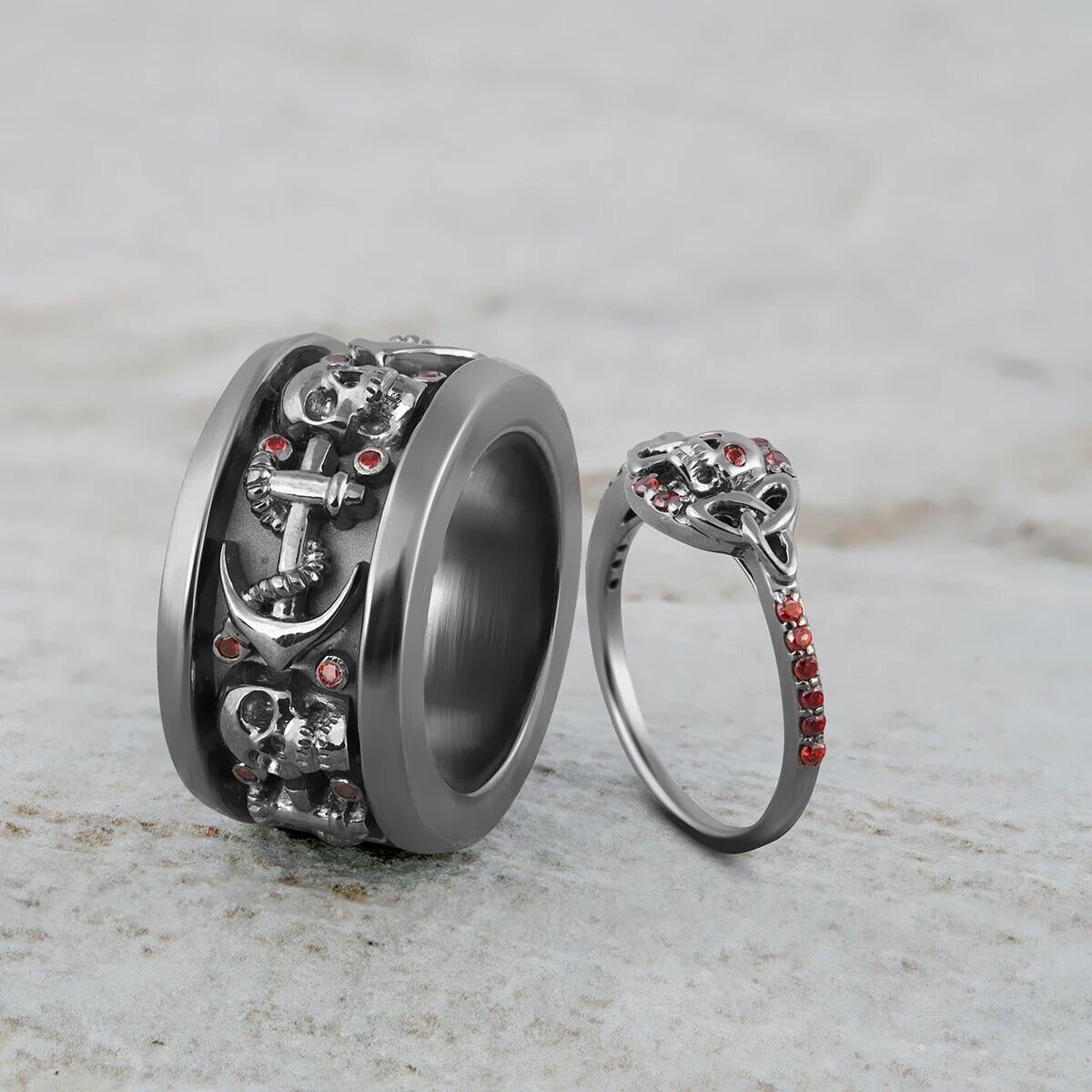 Skull wedding bands for best sale her