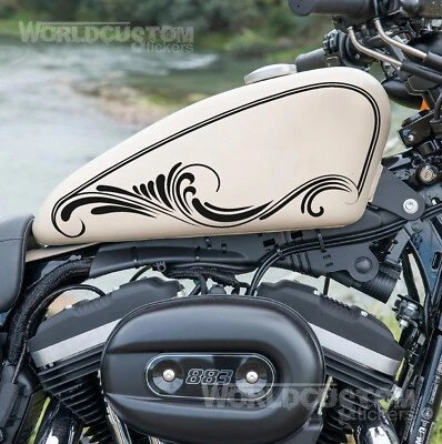 WORLDCUSTOMCHOPPER Adesivi Stickers serbatoio moto custom Arabeschi compatibile per Harley Davidson