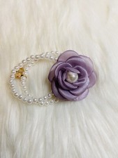 Elastic Camellia Flower Pearl Hair Tie Scrunchies Purple New Handmade