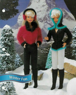 NEW 2 WINTER FUN OUTFITS FASHION DOLL ANNIE'S CROCHET PATTERN INSTRUCTIONS