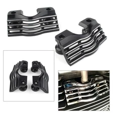 Slotted Finned Spark Plug Head Bolt Covers for Harley Touring Glide 99-14 Black
