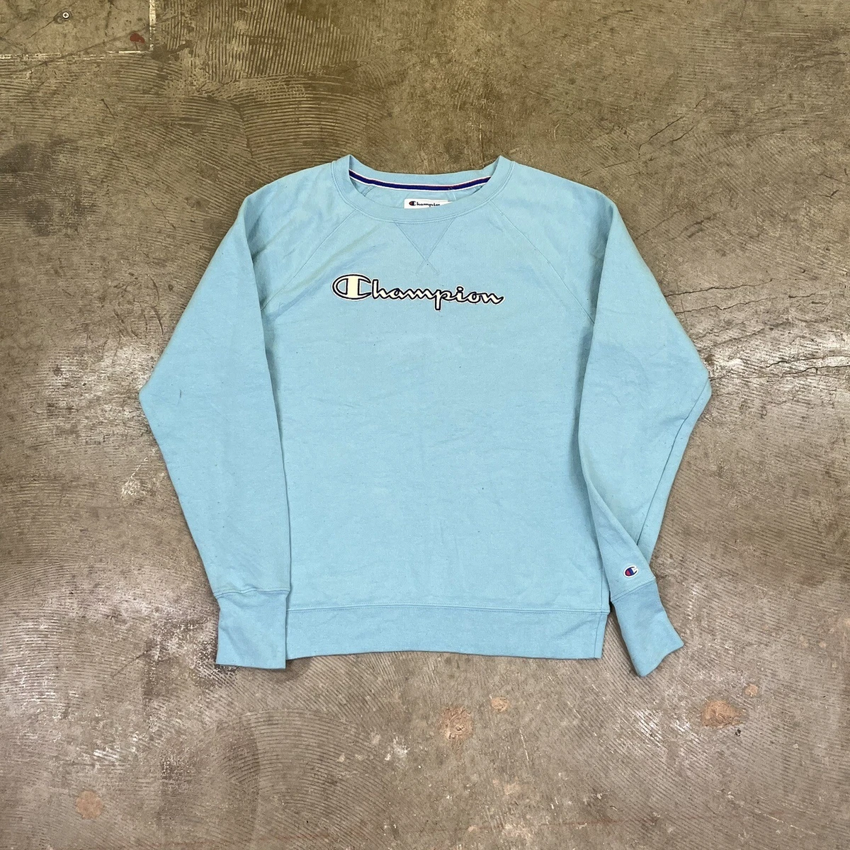 Vintage Champion Sweatshirt College Sweater Sports Logo Baby blue Men's  Medium M | eBay