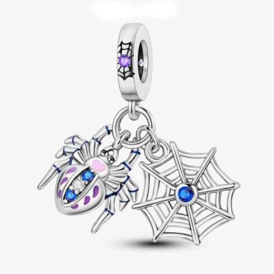Spinne und Netz Anhänger Charm für europäische Armbänder S925 Sterlingsilber