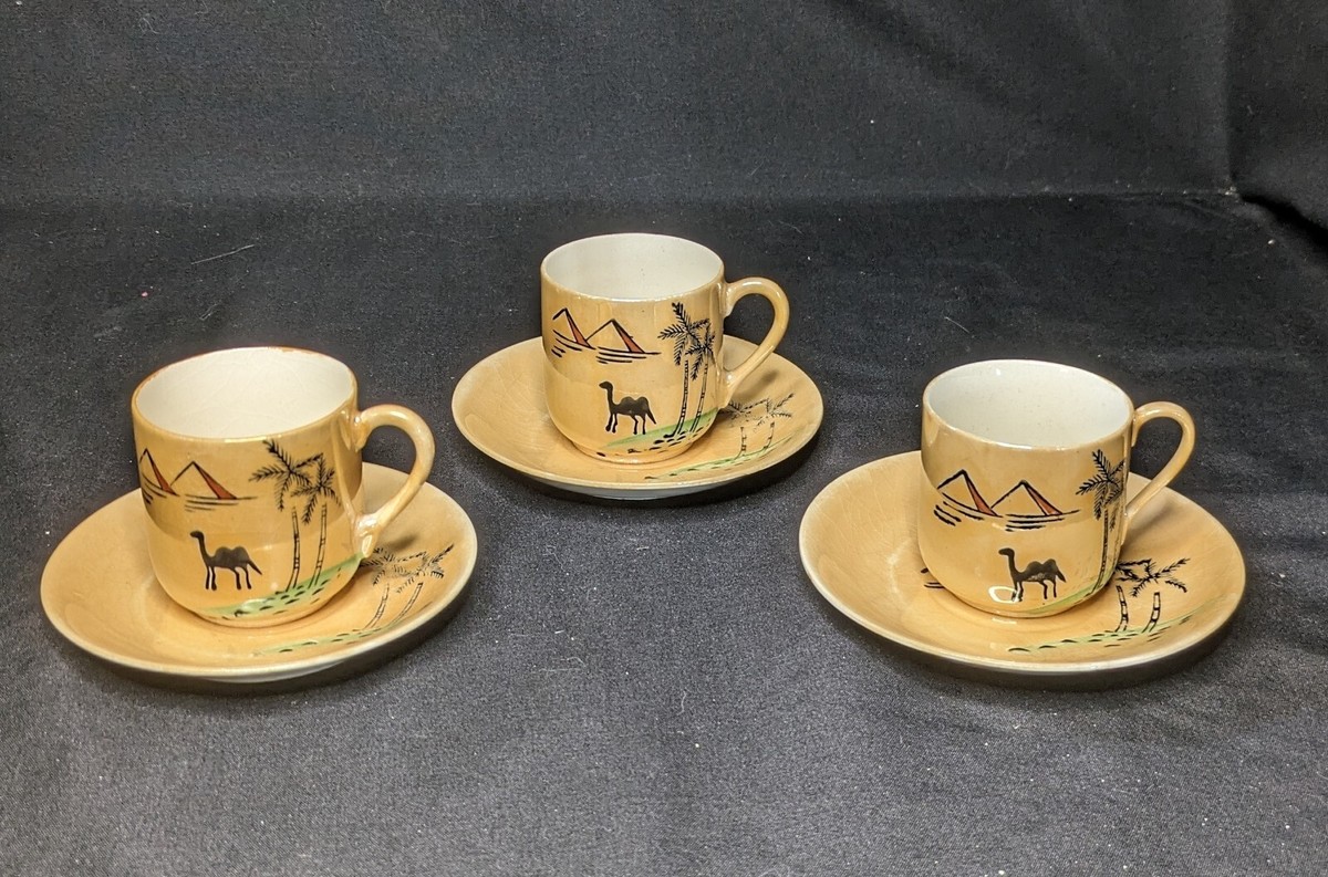 Yamasan China Cup & Saucer Set of 3 - Handmade During WW2