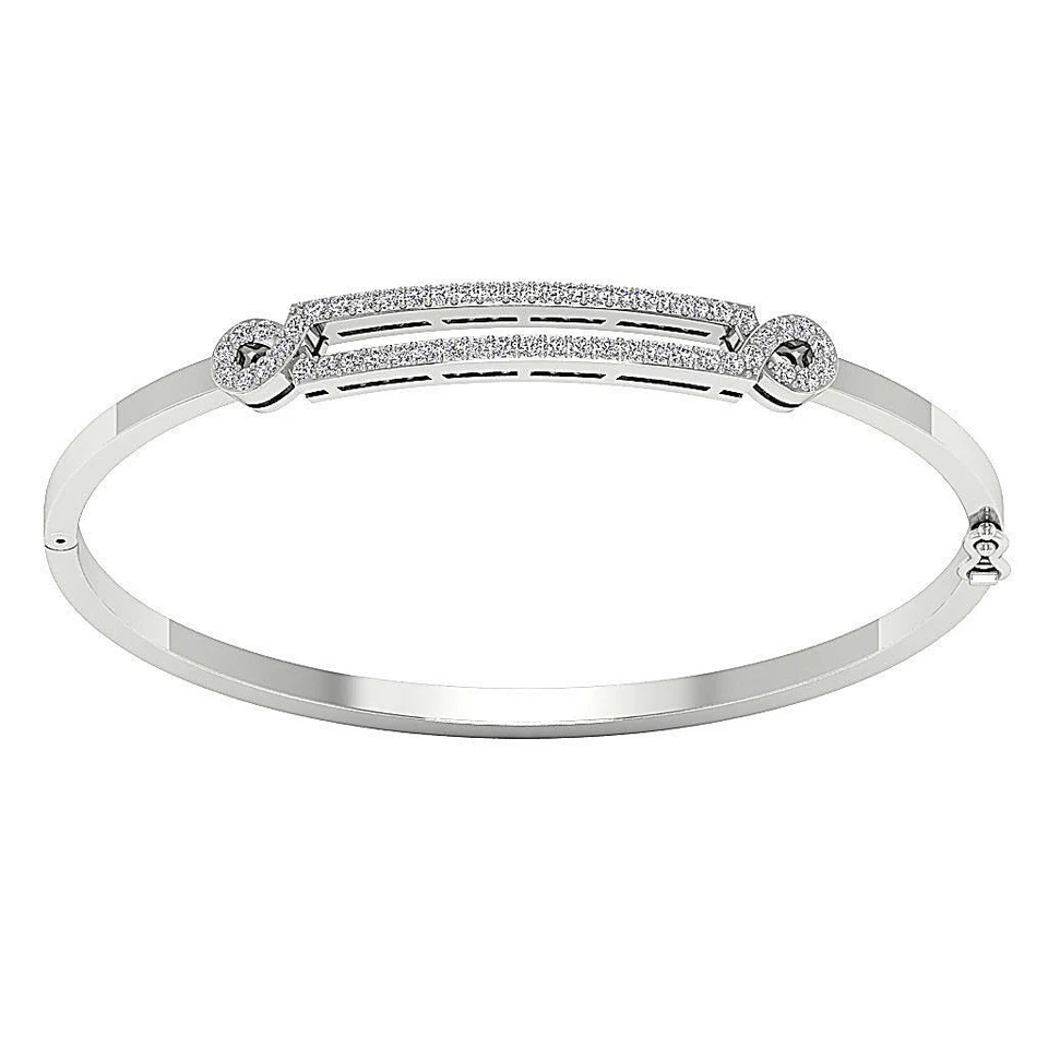 Women's Bangle Bracelet VVS1 F 0.75 Carat Natural Diamond 14K White Gold 5.50 MM - Image 4 of 4
