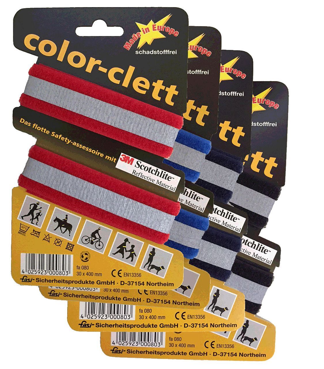 2x Рефлекторная повязка Klettband Reflex FaSi Рефлекторная повязка grau Fahrrad Joggen Sicherheit