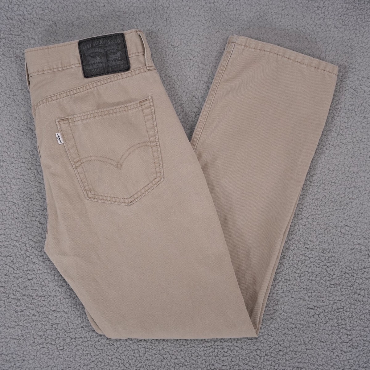 Levis White Tab 514 Regular Straight Mens 34x31 Khaki Flat Front