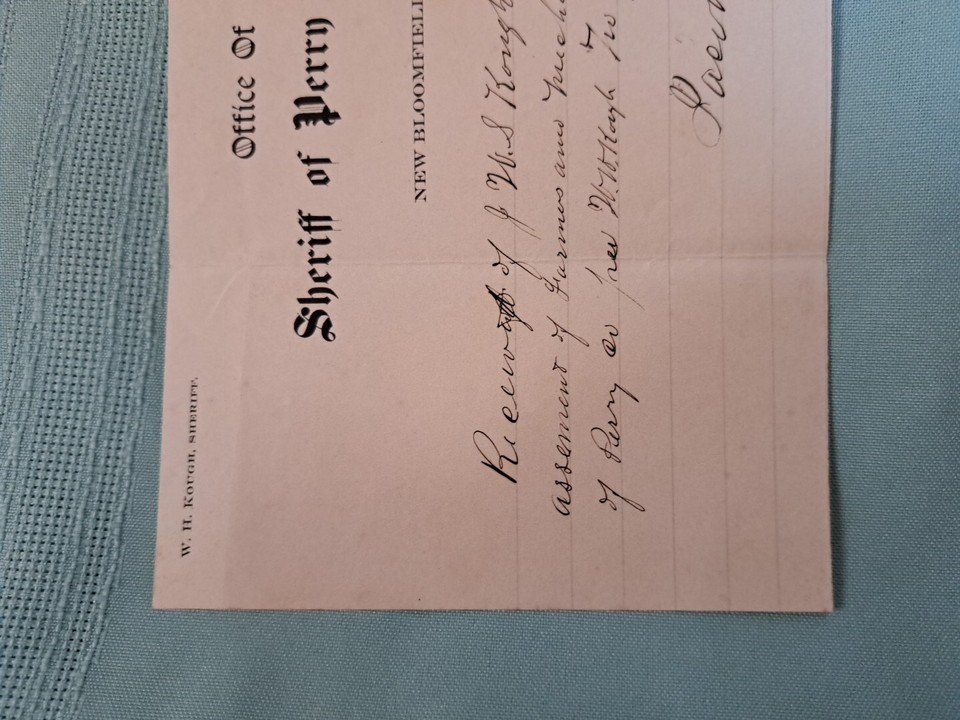 Perry County, Pa. Sheriff Office Papers 1898 & 1899 eBay