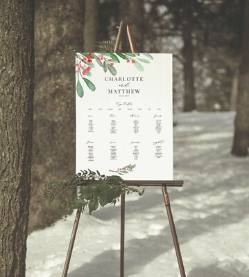 Tisch-Sitzplan mit Weihnachtsmotiven Hochzeit ''Charlotte'' (ohne Staffelei)