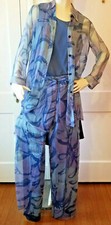 Original Giorgio Armani Blue Abstract Design Pants Suit Size 6