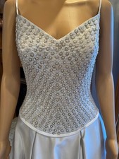 *Morilee Gray Spaghetti Strap Bead Wedding Ball Gown Bridal Dress Size 10