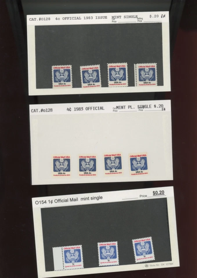 US Stamps Official 187 Coils Strips Collection mnh see dealer card titles (goo12 - Image 4 of 4