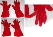 Vintage Red Gloves Double Woven Fancy Stitched Over Wrist Ladies Size X-Small