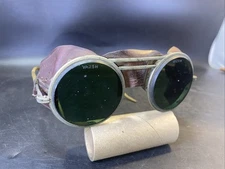 Vintage Safety Glasses Goggles Leather Side Shield Steampunk Motorcycle Welding