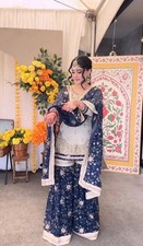 Heavy Faux Georgette White Top Palazzo With Dupatta For Wedding  Party Wear