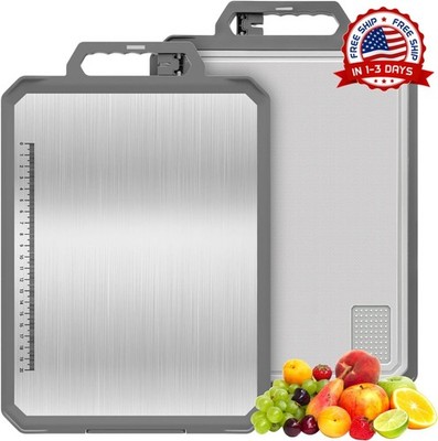 Tabla de cortar de acero inoxidable de doble cara, no tóxica, para cocina NEW US