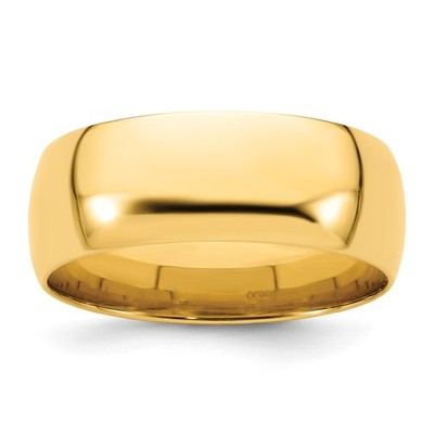 14K Gelbgold bequeme Passform 8mm leichter Ehering massiv Ring poliert