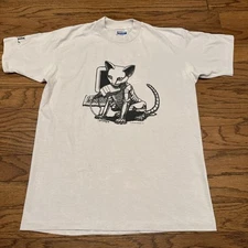 Vintage 1988 Hanes Cyber Sorayama Cat Tech Style Art Shirt Size Medium W Flaws