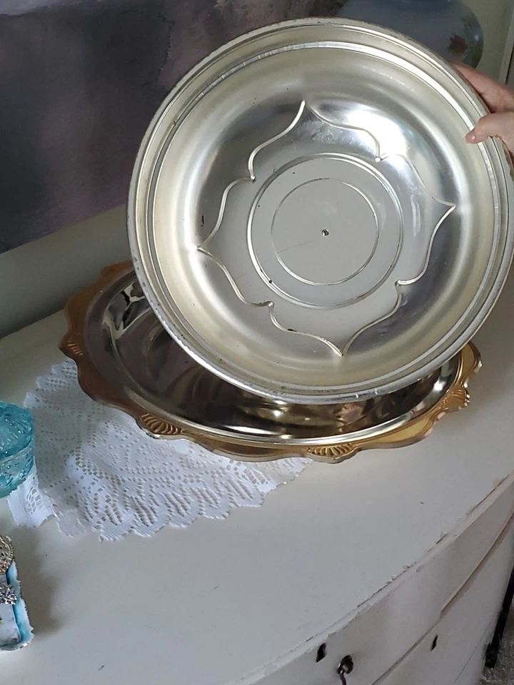 Antiguo plato para servir eduardiano ovalado plateado AVCI muy grande y cúpula con tapa Foto 3 de 4