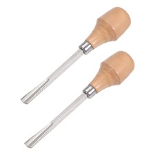 9mm Tip 5" Length Carbon Steel Straight Half-round Wood Carving Chisels 2pcs