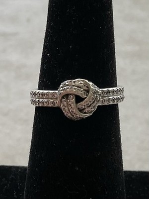 Pandora Sparkling Love Knot Ring ALE 925 Sterling Silver Size 5.25 