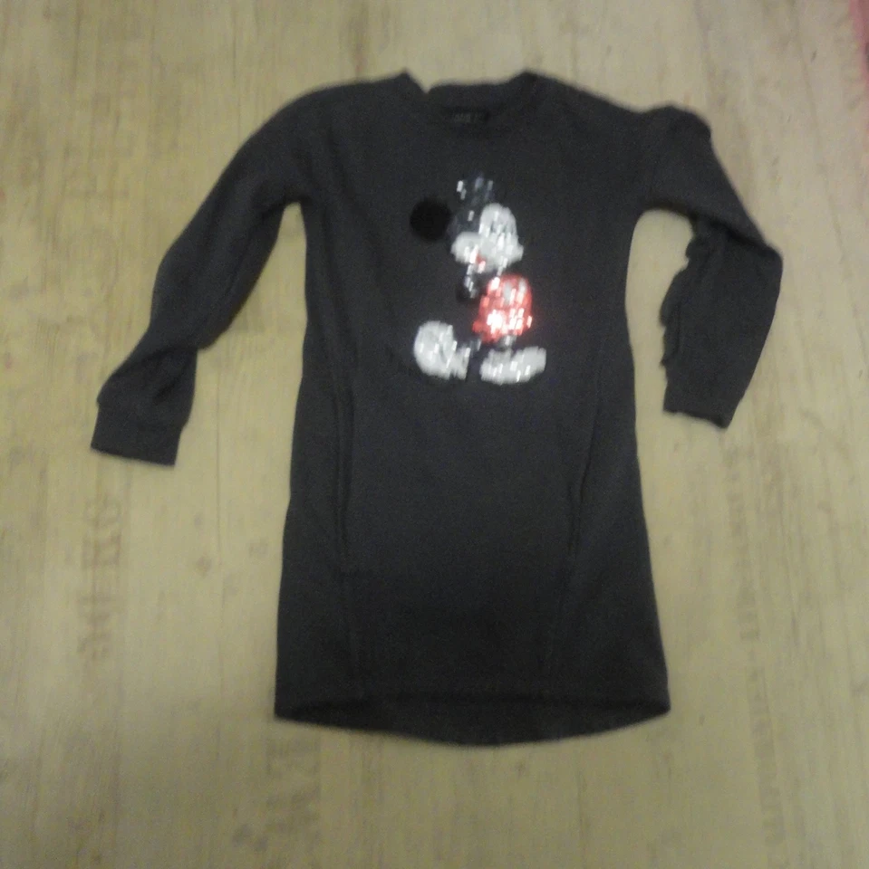 Reserved Gr 134 dunkelgraues Sweatkleid mit Pailetten - Mickey