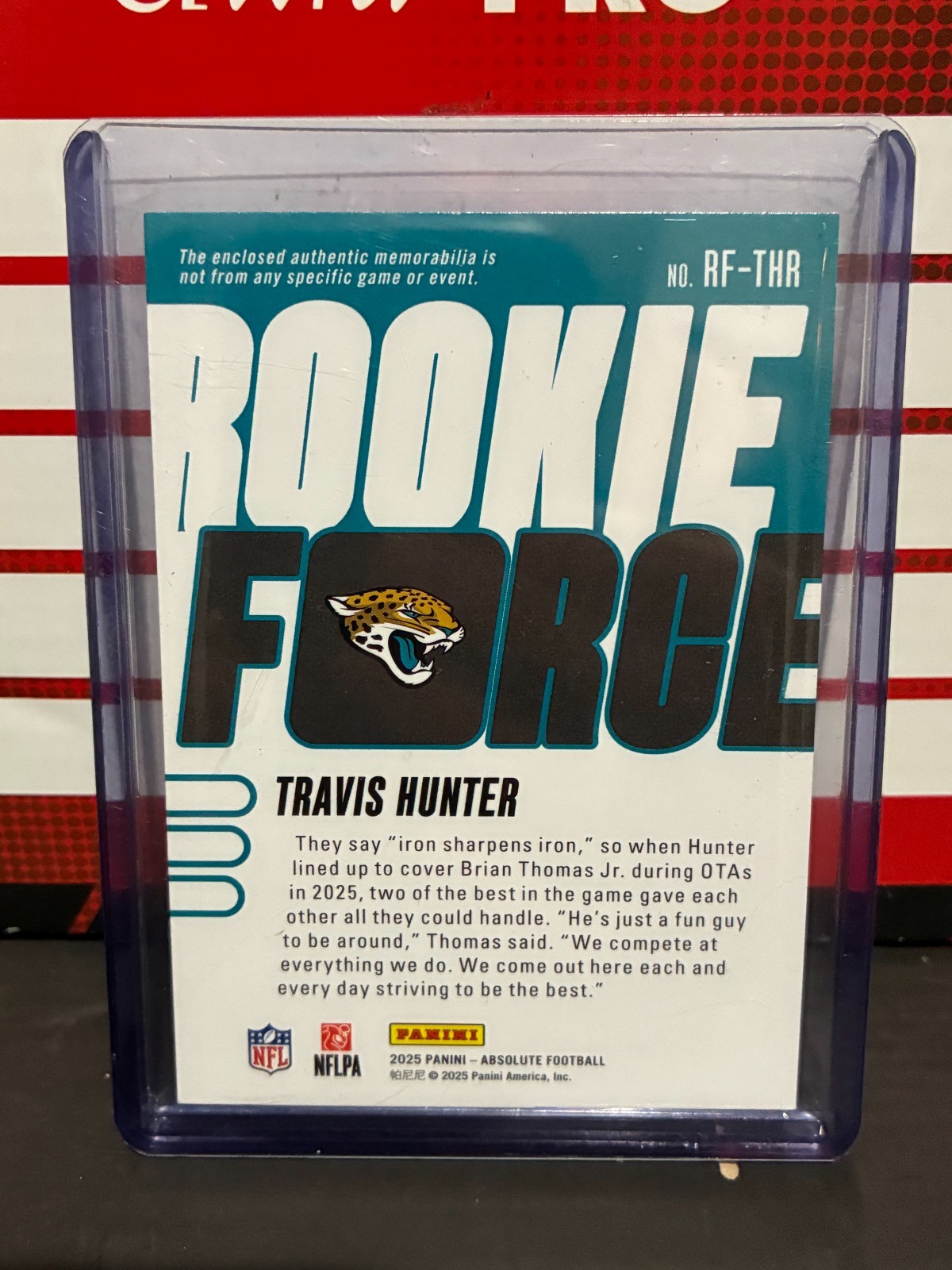 TRAVIS HUNTER 2025 PANINI ABSOLUTE ROOKIE FORCE JERSEY PATCH RC FIRST 1 #1/99