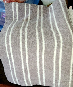 Barefoot Dreams Cozy Chic Throw Blanket Light Lavender Gray White Striped 48x64