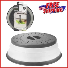 MICROWAVE SPLATTER FOOD COVER Collapsible Vented Silicone Plate Dish Guard Lid