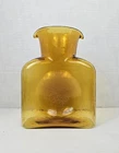 Blenko Water Bottle Art Glass Double Spout Pitcher Topaz Amber 2004 MCM #384