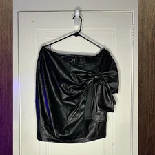 Faux Leather Wrap Pencil Skirt (sz 2 - plus size) - FTF Fashion To Figure