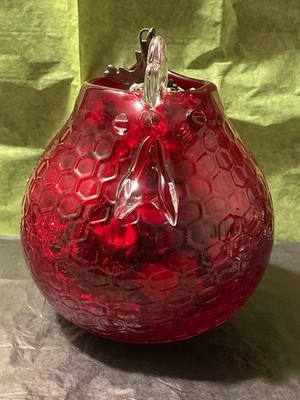 Ruby Red Textured Art Glass Chicken Mystery Jewelry Jar