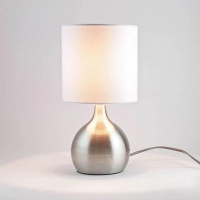 Moderne Tischleuchte in silber E14 40W Schreibtischleuchte Nachttischlampe - Bild 1 von 4