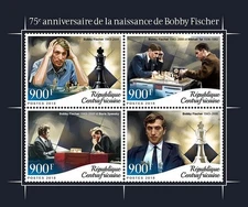 CHESS Grandmaster BOBBY FISCHER Sport 4v-Stamp Sheet #181 (2018 Central Africa)