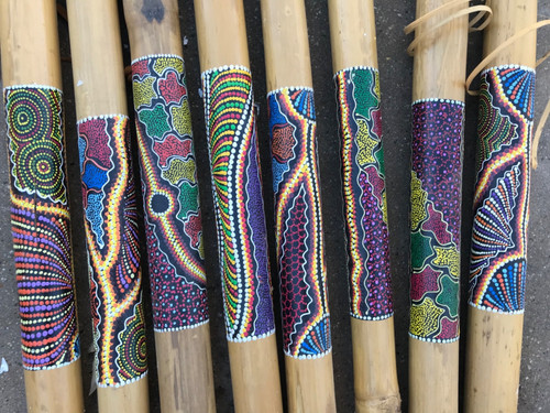 Indonesian Rain Stick Hand painted Percussion Instrument Sound Stick As Is Cond.
