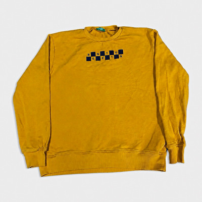 United Colors of Benetton Kids Sweatshirt 3XL 13-14 Mustard Yellow Logo Crewneck