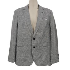 PJ Paul Jones Blazer Mens L Gray Textured Two Button Sport Coat Jacket Office