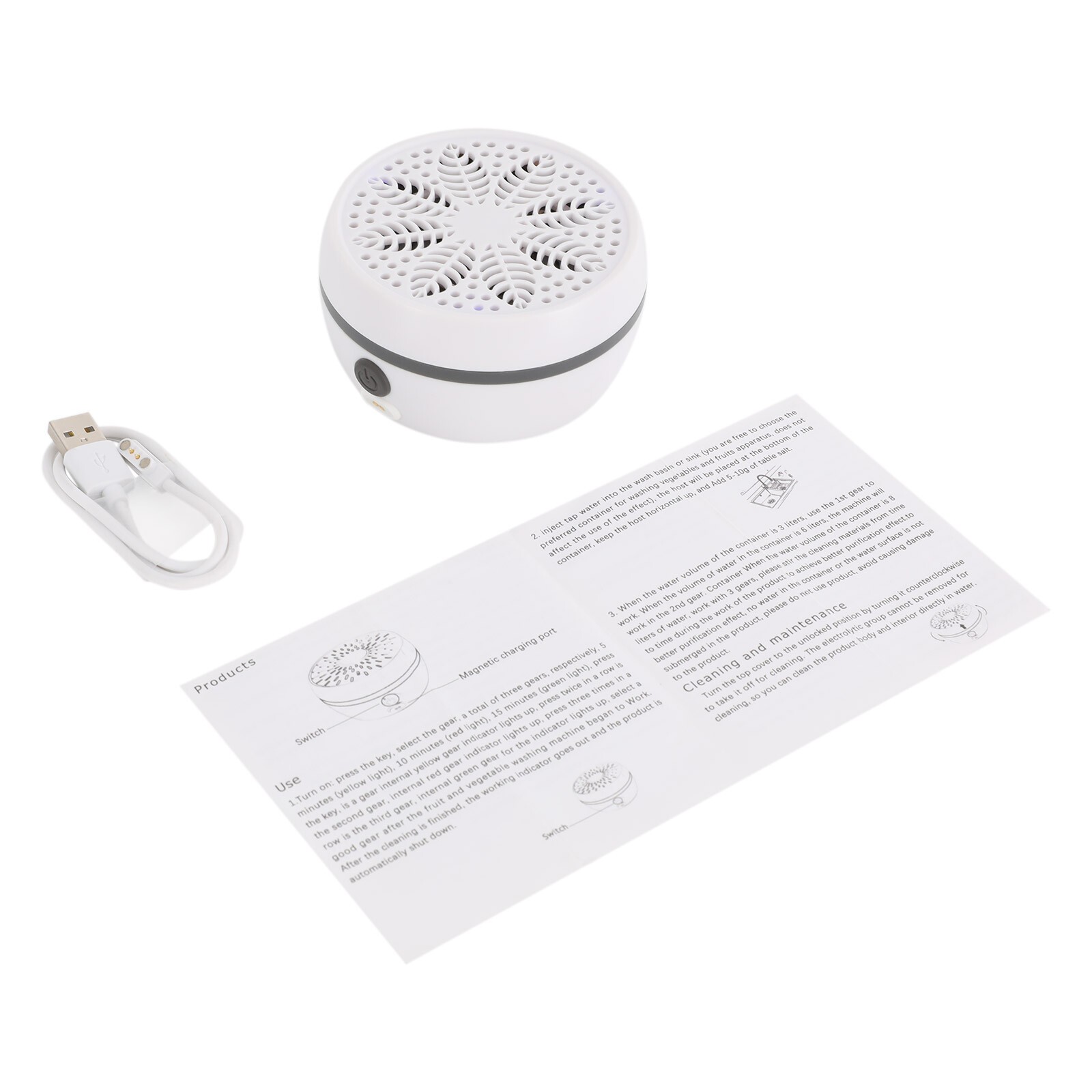 Mini Fruit And Vegetable Washing Machine Portable Fruit Cleaner Device White