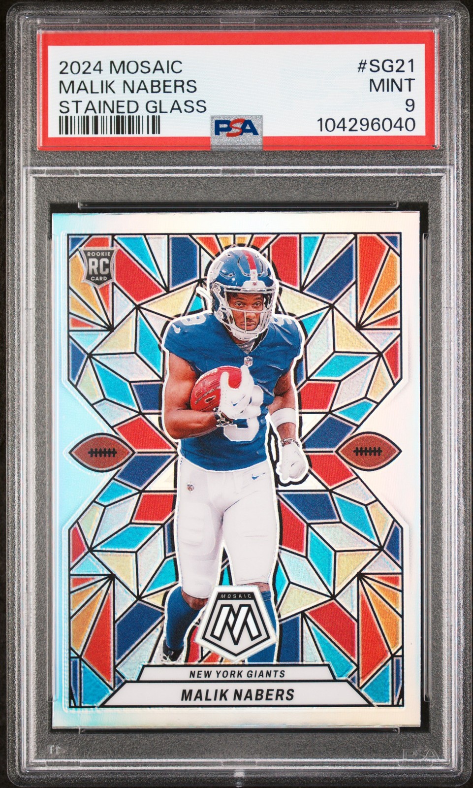 2024 Panini Mosaic Stained Glass #SG21 Malik Nabers PSA 9