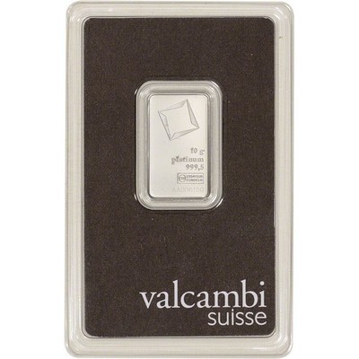 10 gram Platinum Bar - Valcambi Suisse - 999.5 Fine in Sealed Assay