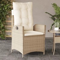 Verstellbarer Gartensessel Mit Kissen Aus Poly Rattan In Beige