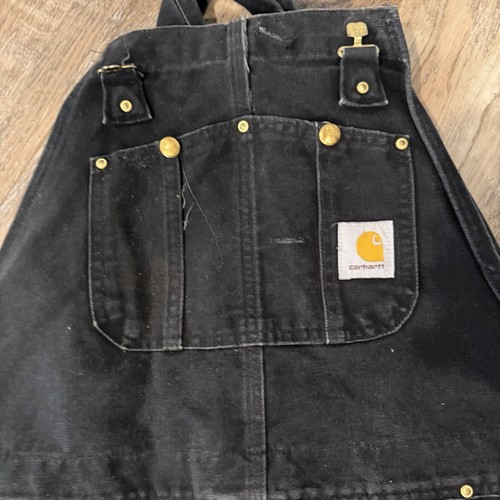 Carhartt Black Insulated Bib Overalls with Red Quilted Lining, Unisex