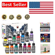 14-Piece Tattoo Ink Set, 1oz Bottles - Smooth Flow for Professional Use