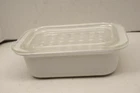 Vintage Corning Ware MC-1-B White Casserole Dish & Pyrex MC-1-C Dimpled Lid