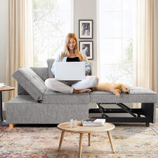 Sofa Bed, 4-In-1 Convertible Sleeper Couch, Pull Out Couch with 3 Seater, Sofa C